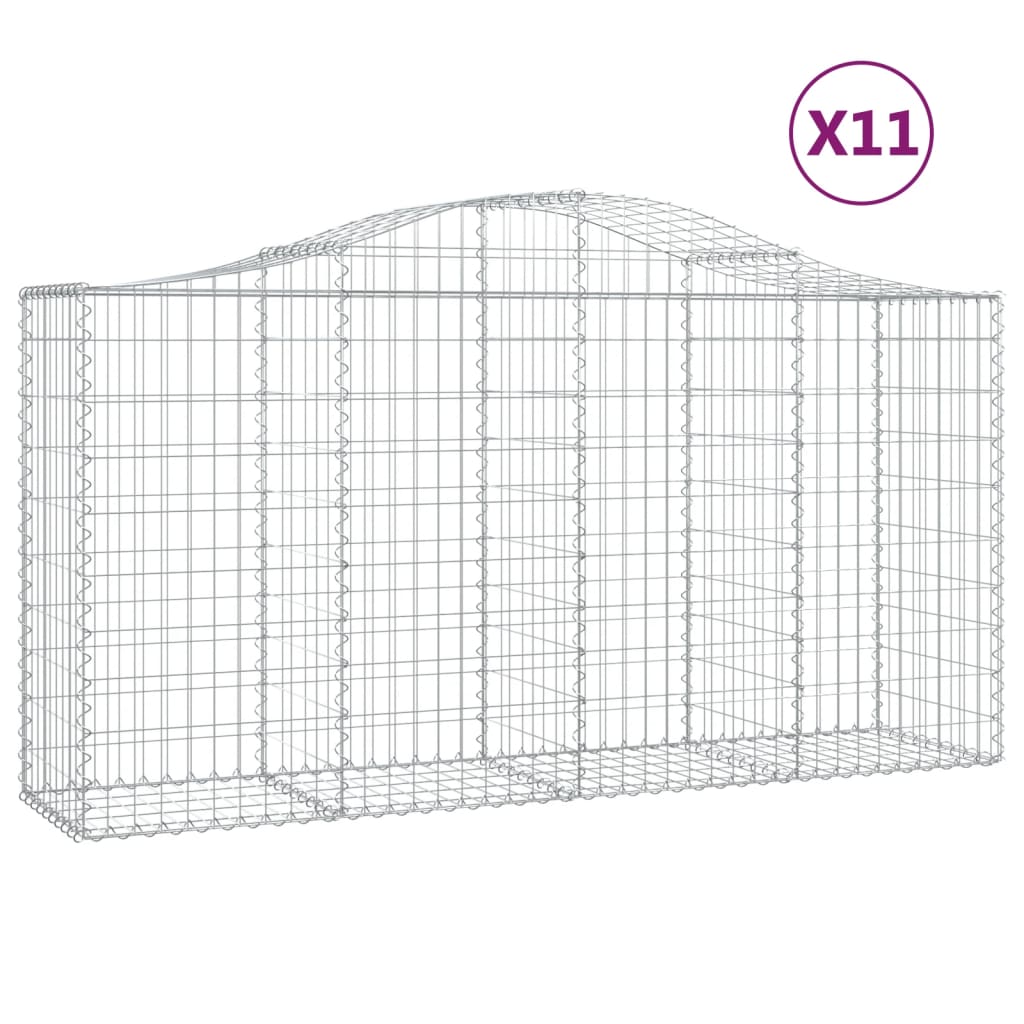 vidaXL Gabionen mit Hochbogen 11 Stk 200x50x100/120cm Verzinktes Eisen