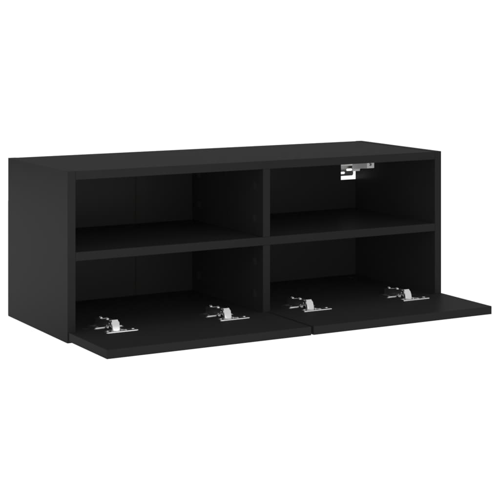 vidaXL TV-Wandschrank Schwarz 80x30x30 cm Holzwerkstoff