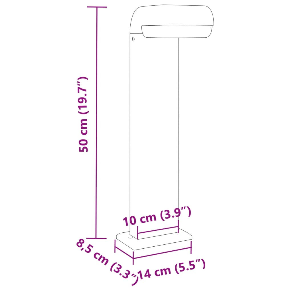 vidaXL Wegeleuchten 3 Stk. Schwarz 50 cm Aluminiumdruckguss