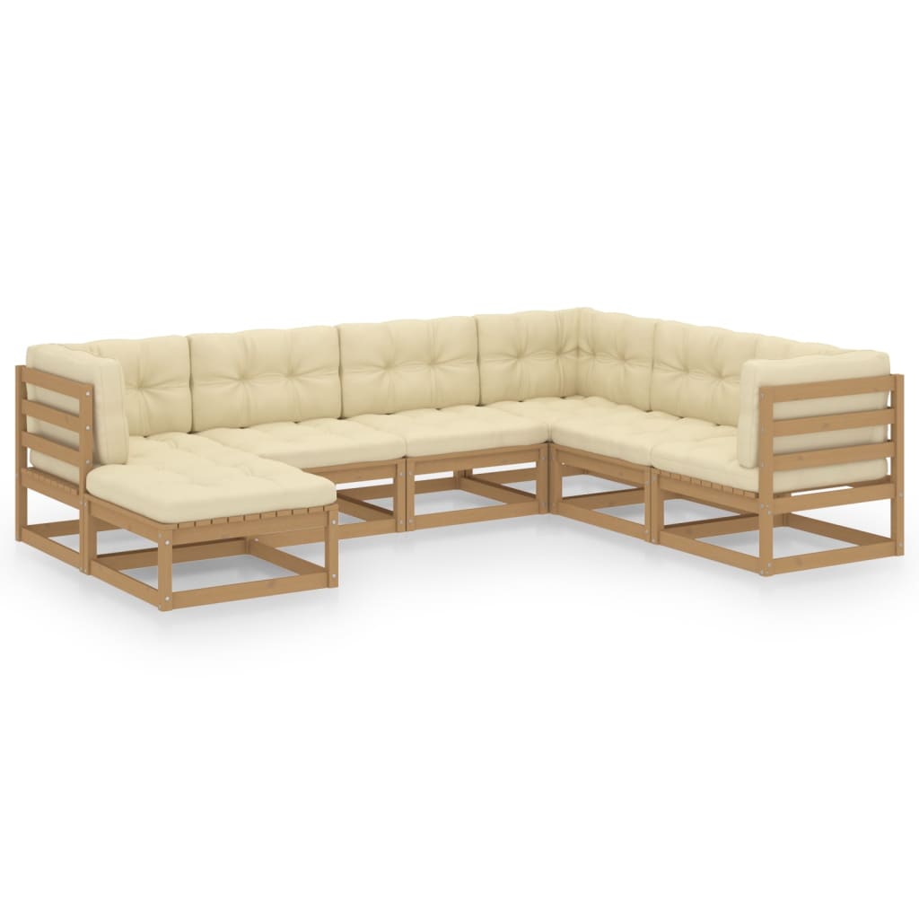 vidaXL 7-tlg. Garten-Lounge-Set mit Kissen Massivholz Kiefer