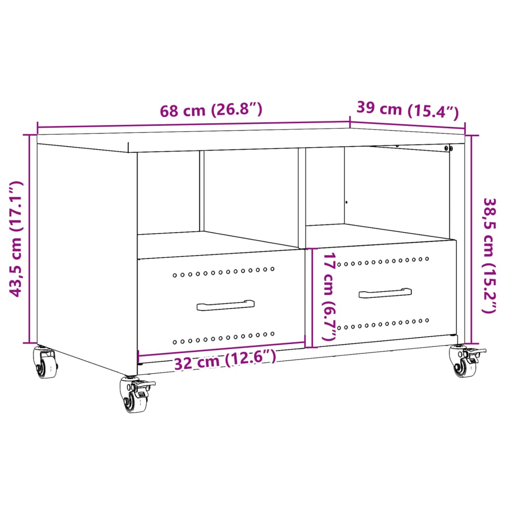 vidaXL TV-Schrank Anthrazit 68x39x43,5 cm Stahl