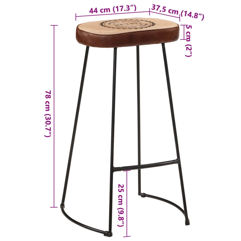 vidaXL Barhocker 2 Stk. Dunkelbraun 44x37,5x78 cm