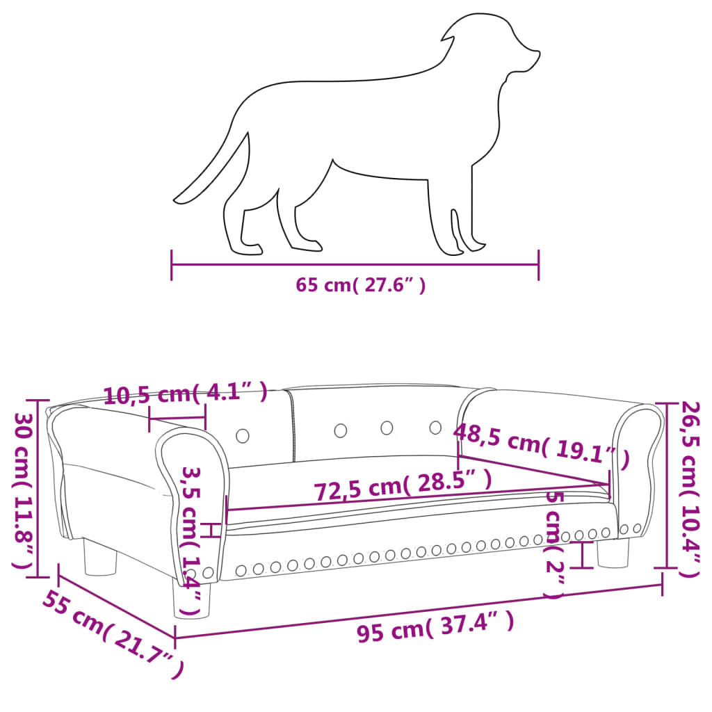 vidaXL Hundebett Cappuccino-Braun 95x55x30 cm Kunstleder