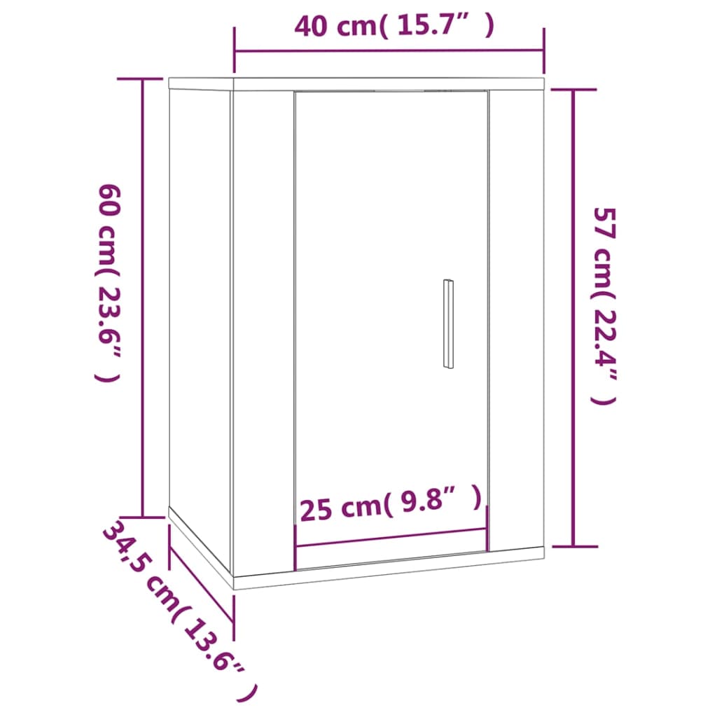 vidaXL TV-Wandschrank Hochglanz-Weiß 40x34,5x60 cm