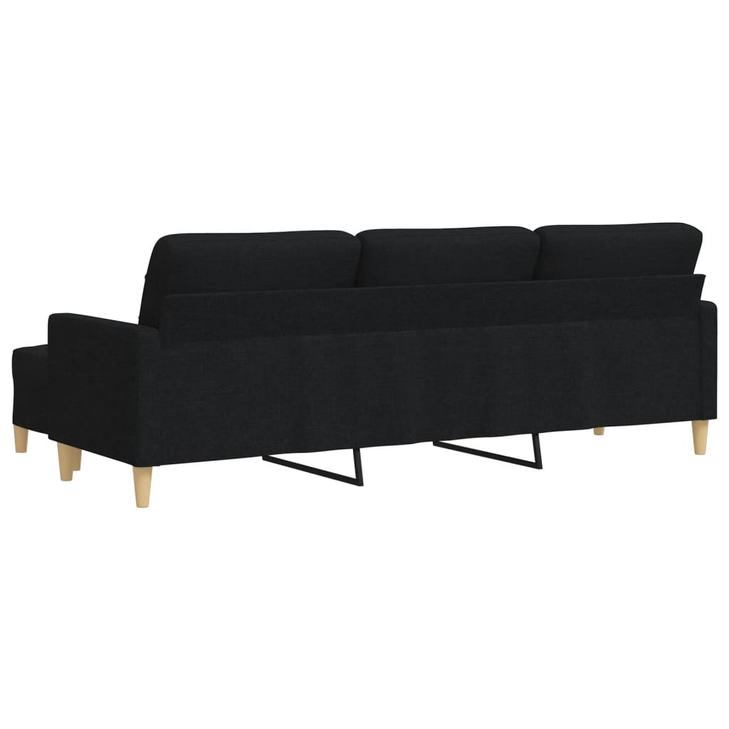 vidaXL 3-Sitzer-Sofa mit Hocker Schwarz 210 cm Stoff