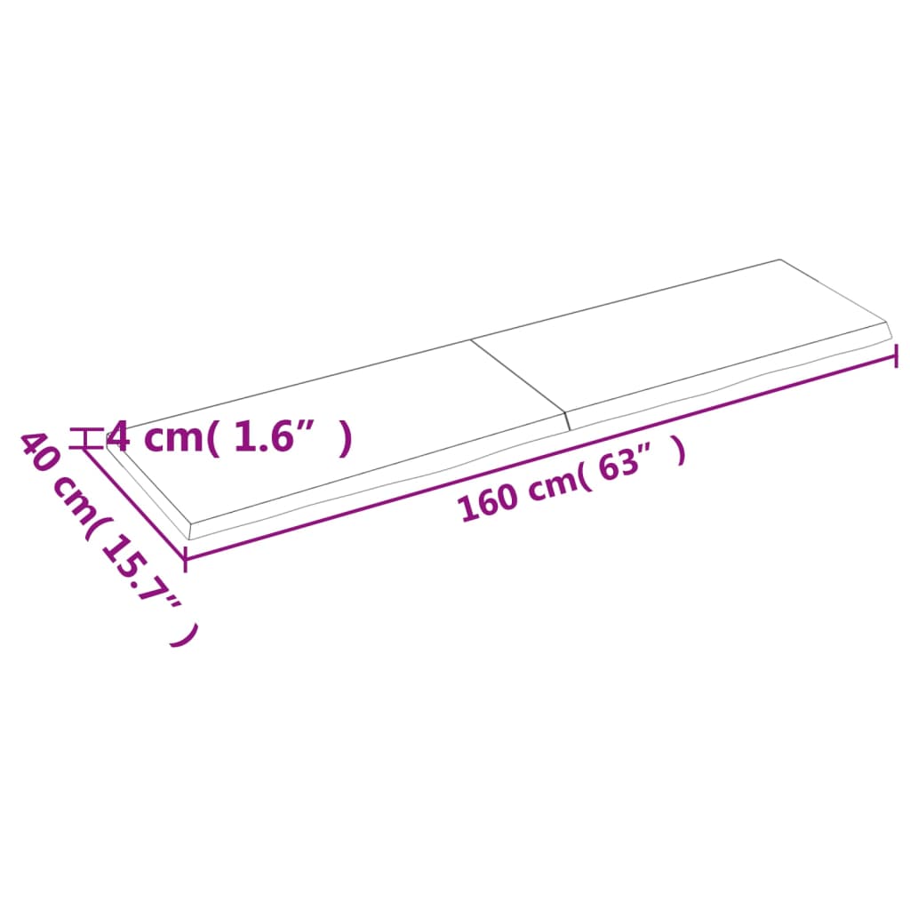 vidaXL Tischplatte Dunkelbraun 160x40x(2-4)cm Massivholz Eiche