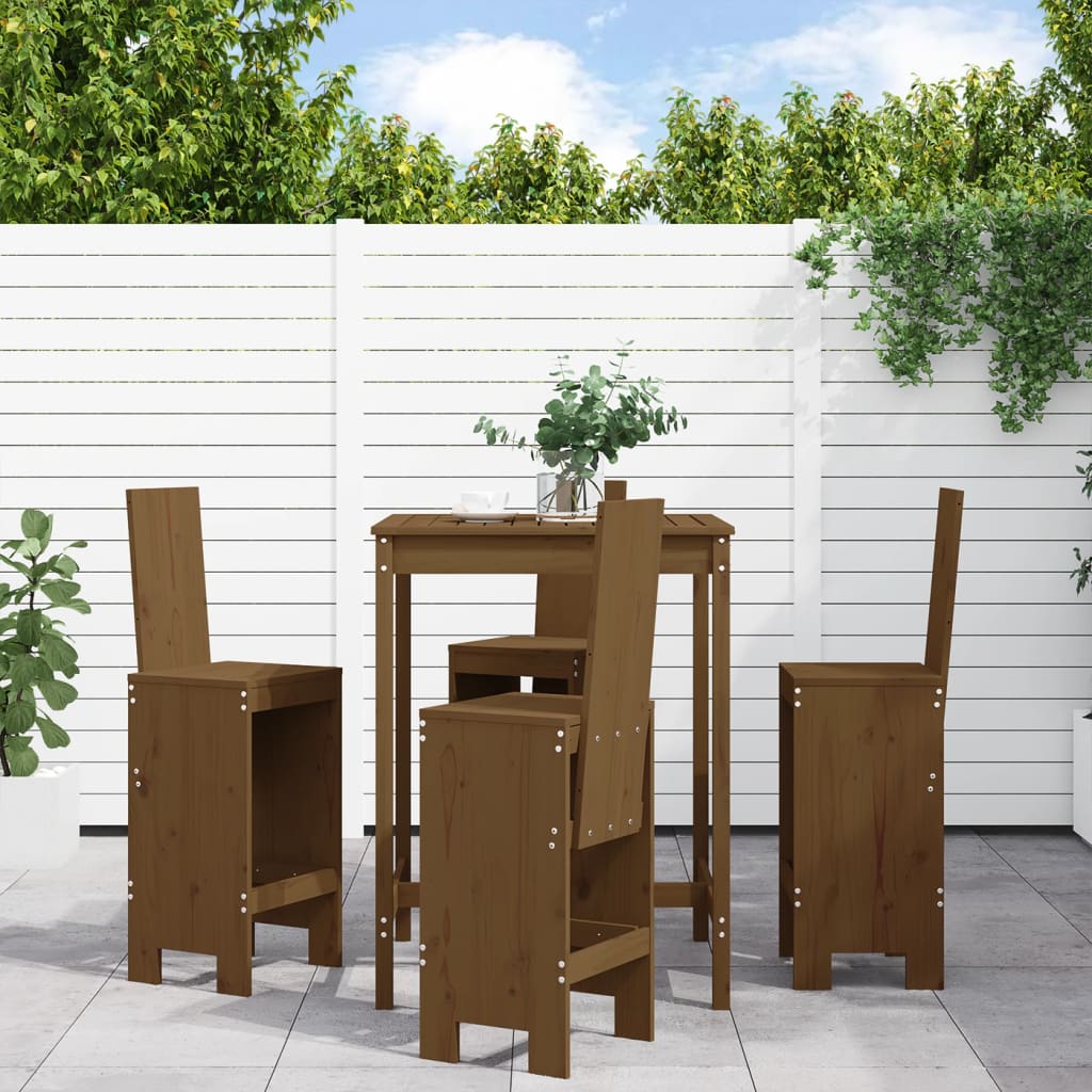 vidaXL 5-tlg. Gartenbar-Set Honigbraun Massivholz Kiefer