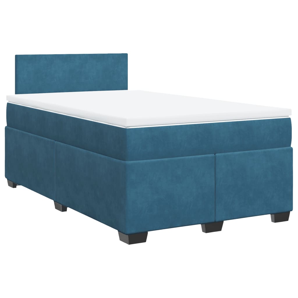 vidaXL Boxspringbett mit Matratze Blau 120x190 cm Samt