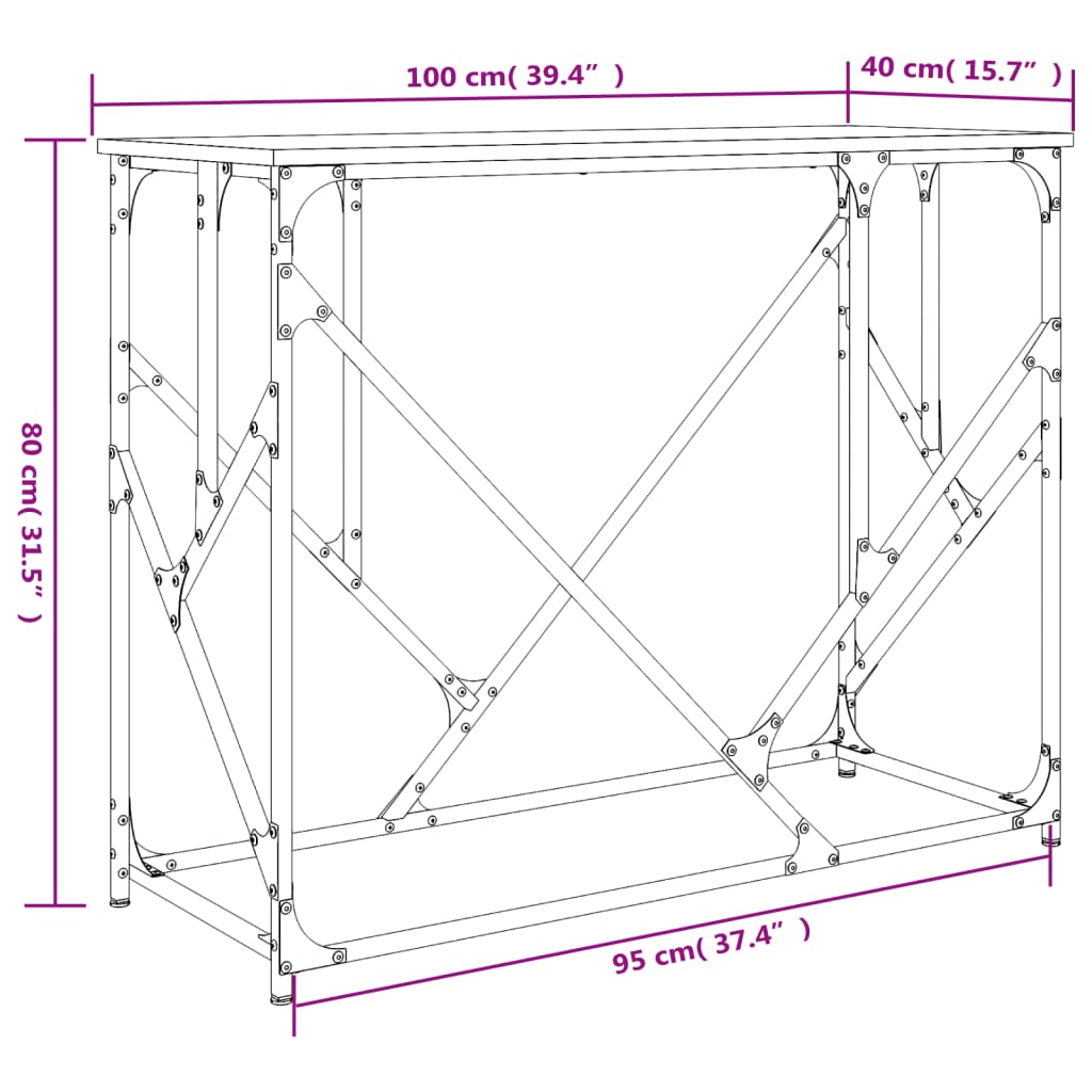 vidaXL Konsolentisch Schwarz 100x40x80 cm Holzwerkstoff