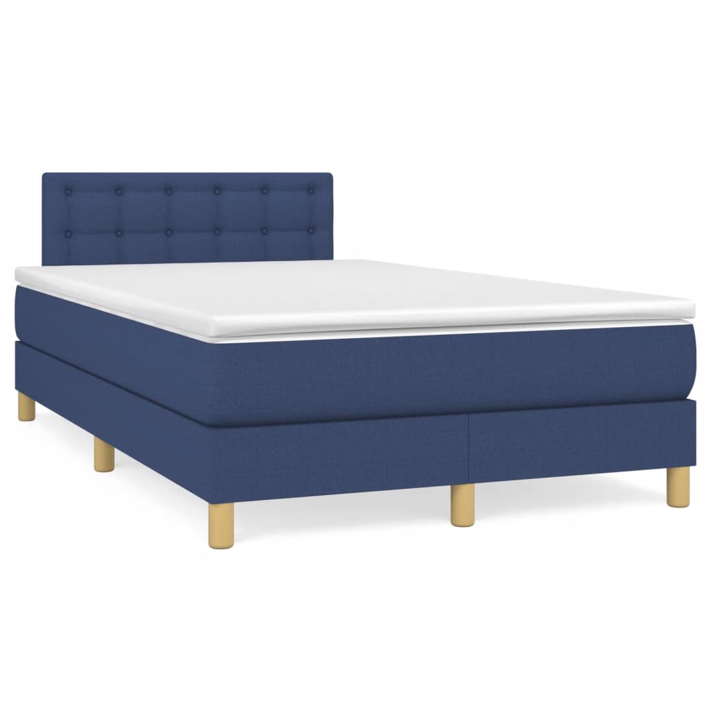 vidaXL Boxspringbett mit Matratze & LED Blau 120x190 cm Stoff