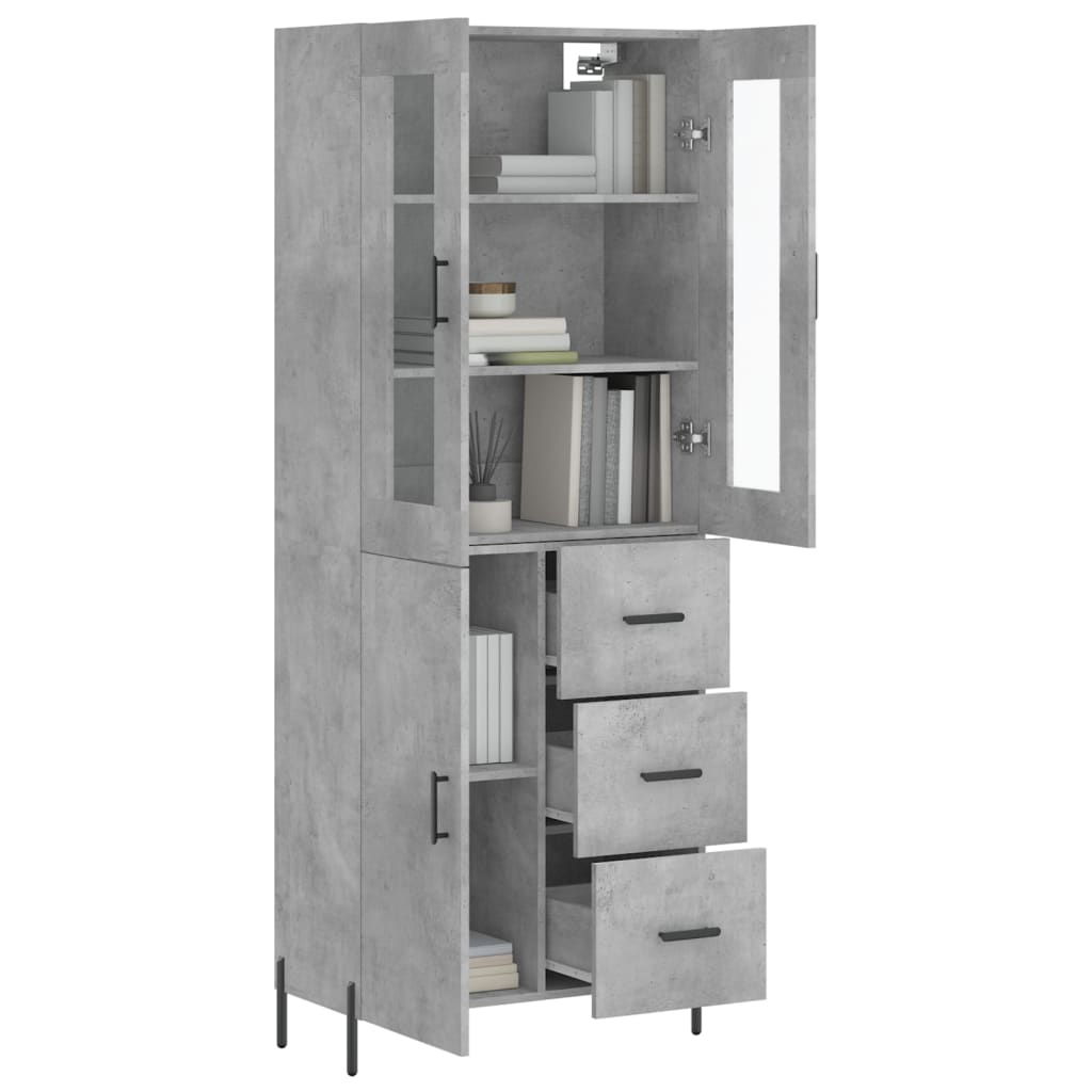 vidaXL Highboard Betongrau 69,5x34x180 cm Holzwerkstoff