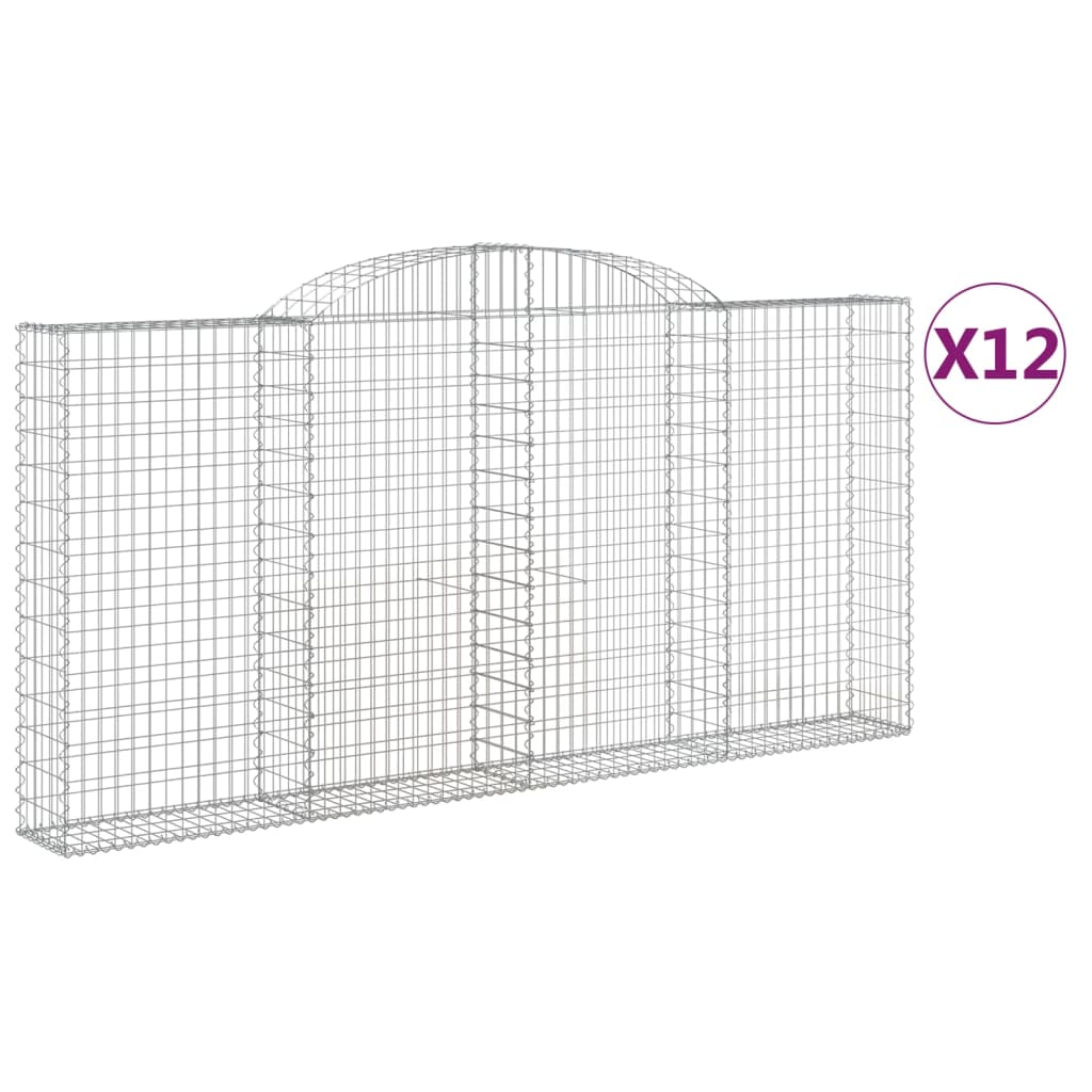 vidaXL Gabionen mit Hochbogen 12 Stk 300x30x140/160cm Verzinktes Eisen