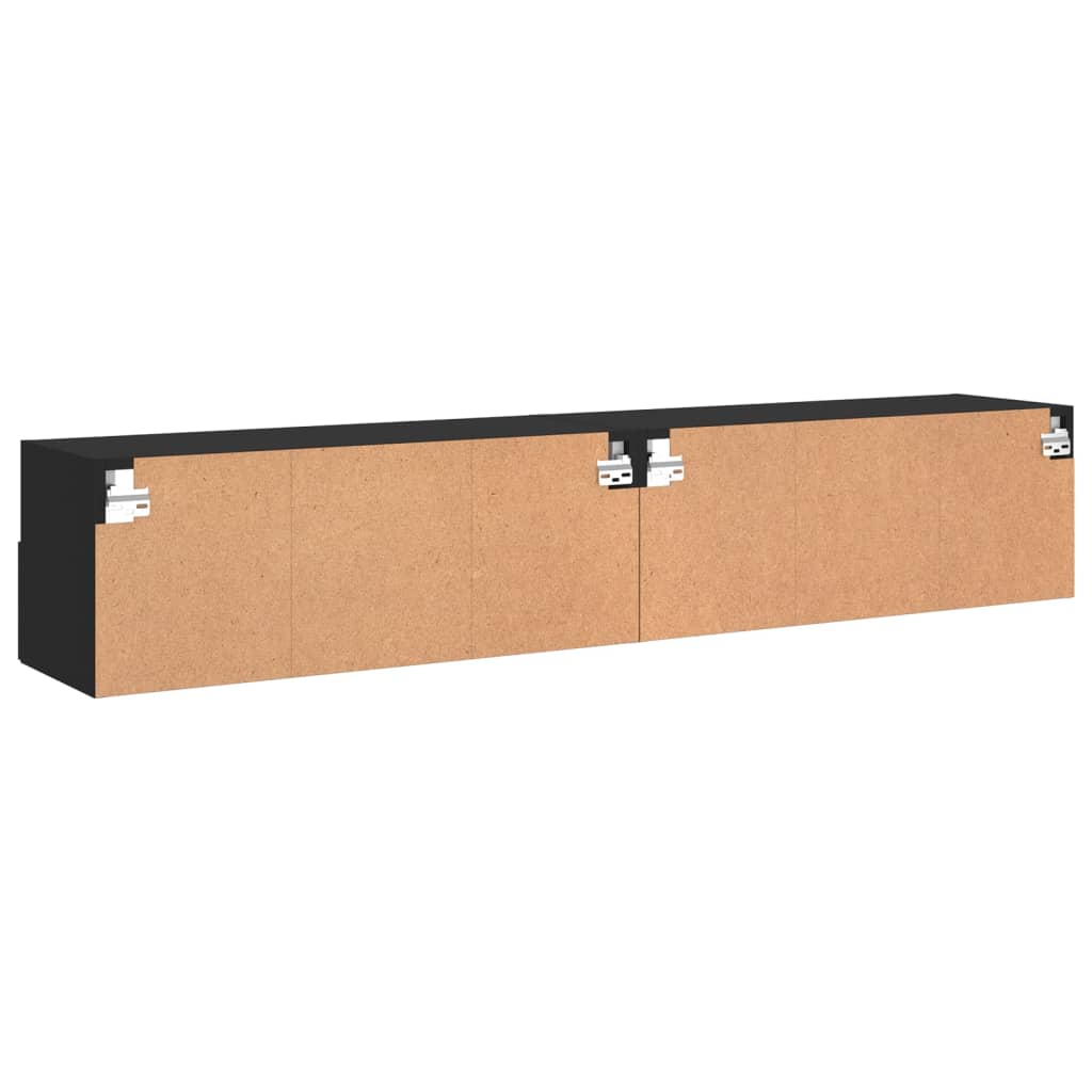 vidaXL TV-Wandschränke 2 Stk. Schwarz 80x30x30 cm Holzwerkstoff