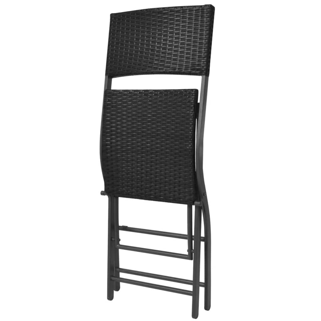 vidaXL 5-tlg. Garten-Essgruppe Klappbar Stahl Poly Rattan Schwarz