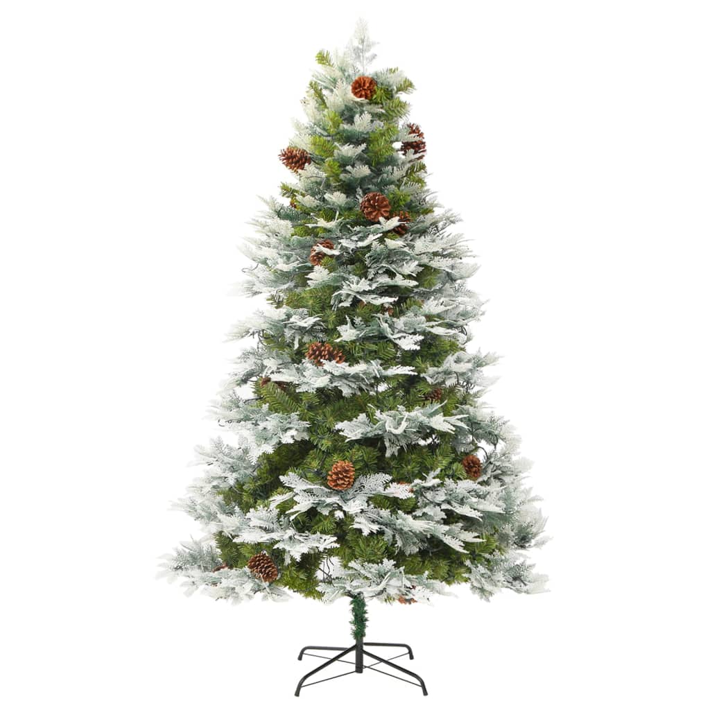 vidaXL Weihnachtsbaum mit Beleuchtung und Kiefernzapfen Grün 195 cm