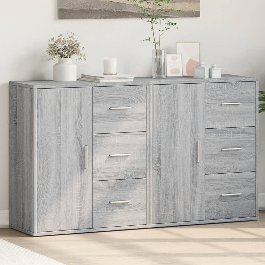 vidaXL Sideboards 2 Stk. Grau Sonoma-Eiche 60x31x70 cm Holzwerkstoff