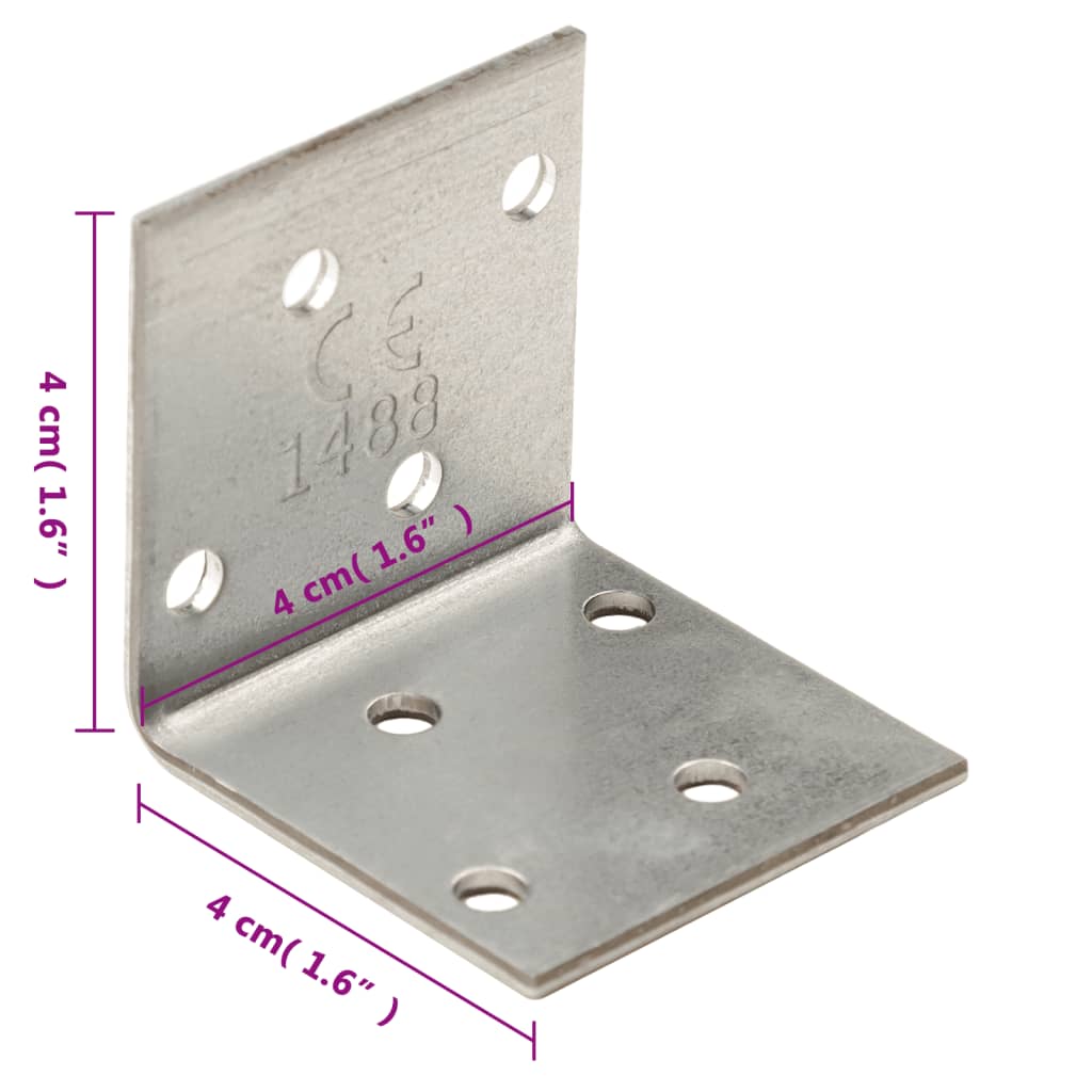 vidaXL Winkelhalterungen 100 Stk. 2 mm 40x40x40 mm Verzinkter Stahl