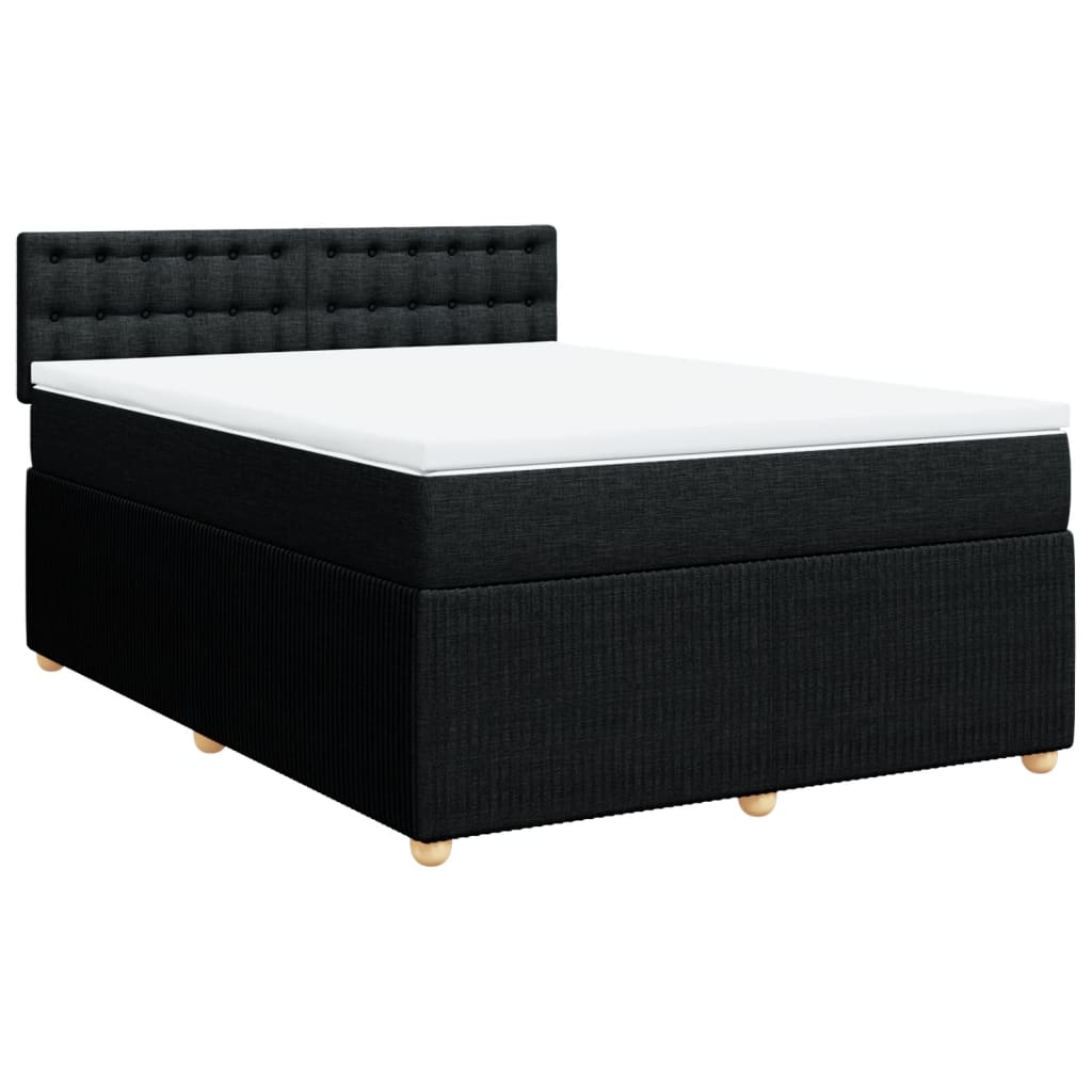 vidaXL Boxspringbett mit Matratze Schwarz 140x200 cm Stoff