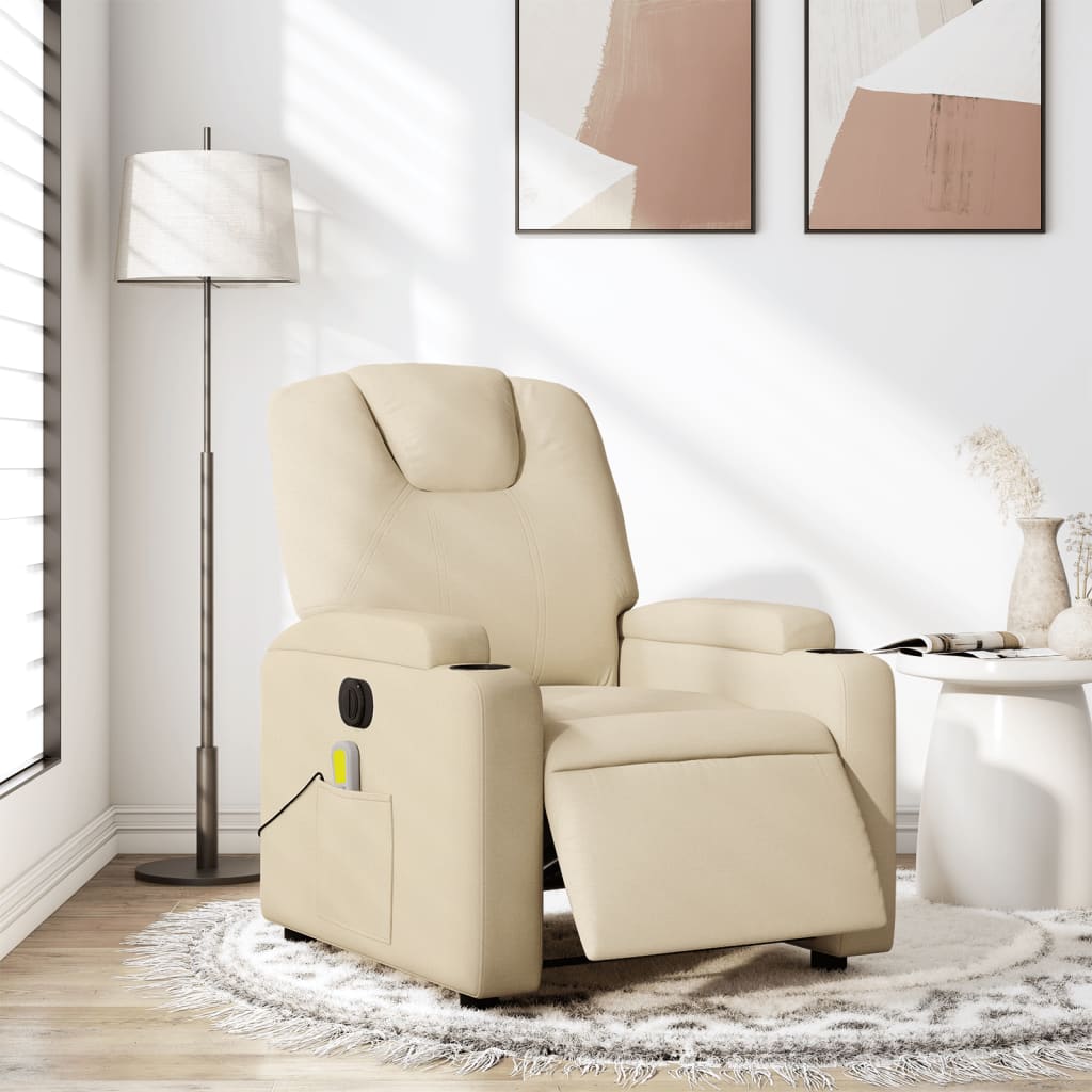 vidaXL Massagesessel Elektrisch Creme Stoff