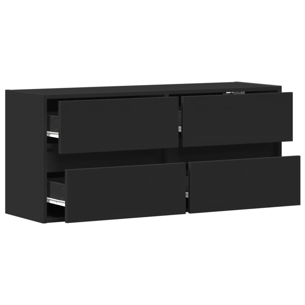 vidaXL TV-Wandschrank mit LED-Beleuchtung Schwarz 100x31x45 cm