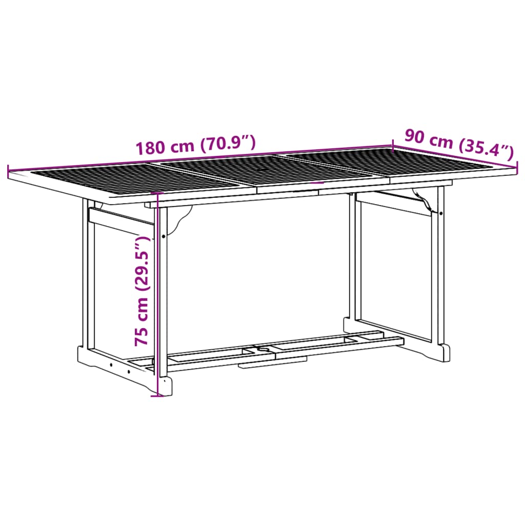 vidaXL 9-tlg. Garten-Essgruppe 180x90x75 cm Massivholz Akazie