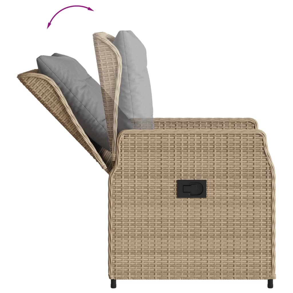 vidaXL 5-tlg. Garten-Essgruppe mit Kissen Beige Poly Rattan