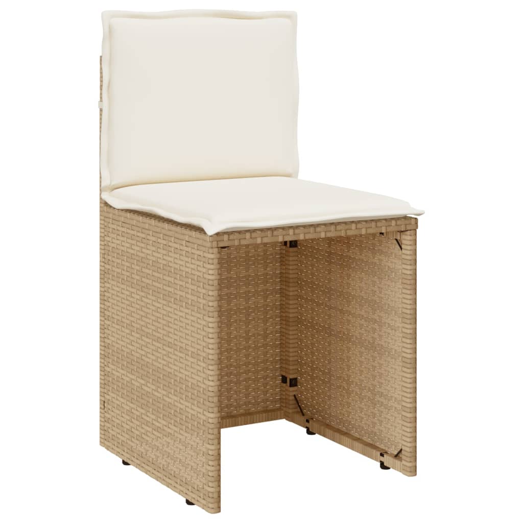 vidaXL 3-tlg. Bistro-Set mit Kissen Beige Poly Rattan