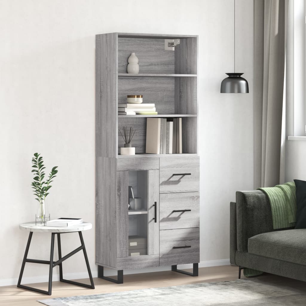 vidaXL Highboard Grau Sonoma 69,5x34x180 cm Holzwerkstoff