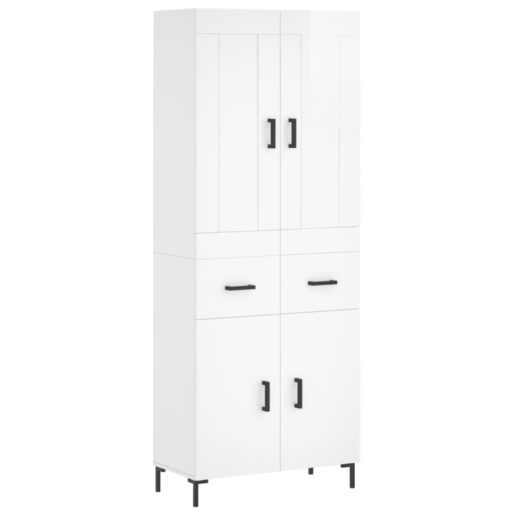 vidaXL Highboard Hochglanz-Weiß 69,5x34x180 cm Holzwerkstoff