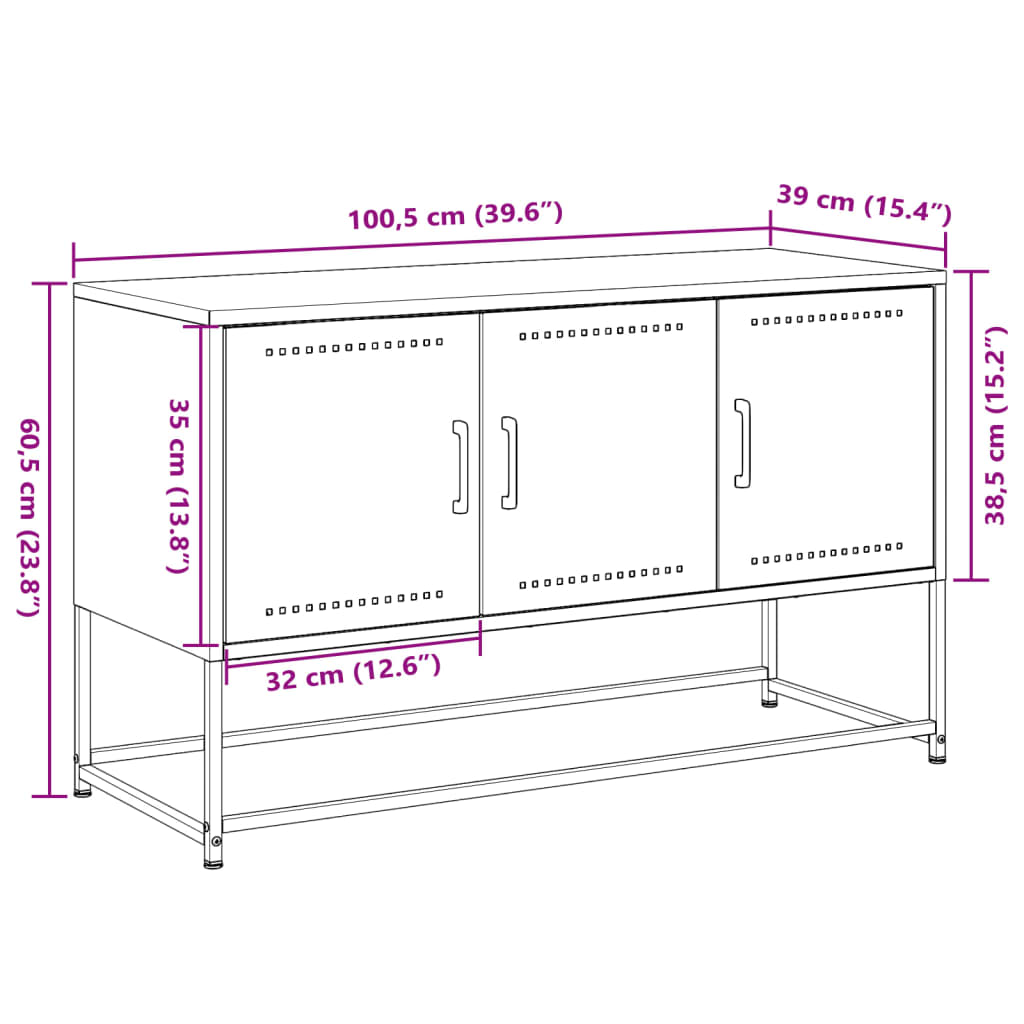 vidaXL TV-Schrank Olivgrün 100,5x39x60,5 cm Stahl