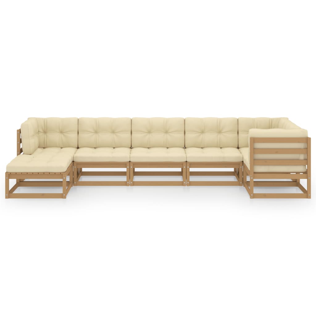 vidaXL 7-tlg. Garten-Lounge-Set mit Kissen Massivholz Kiefer