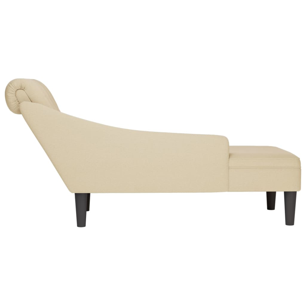 vidaXL Chaiselongue mit Kissen und Rechter Armlehne Creme Stoff