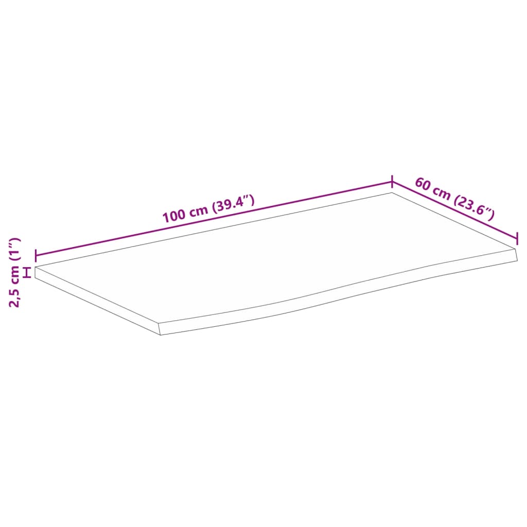 vidaXL Tischplatte mit Baumkante 100x60x2,5 cm Massivholz Mango