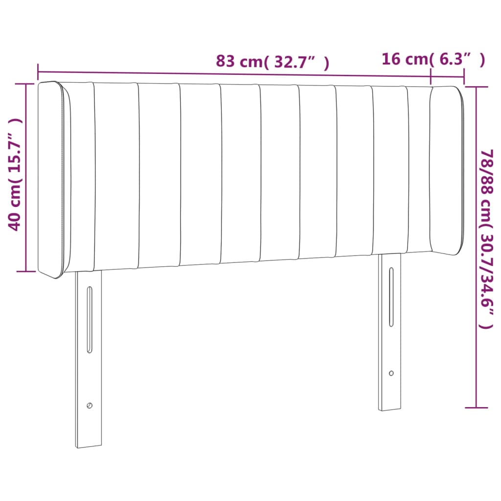 vidaXL LED Kopfteil Blau 83x16x78/88 cm Stoff