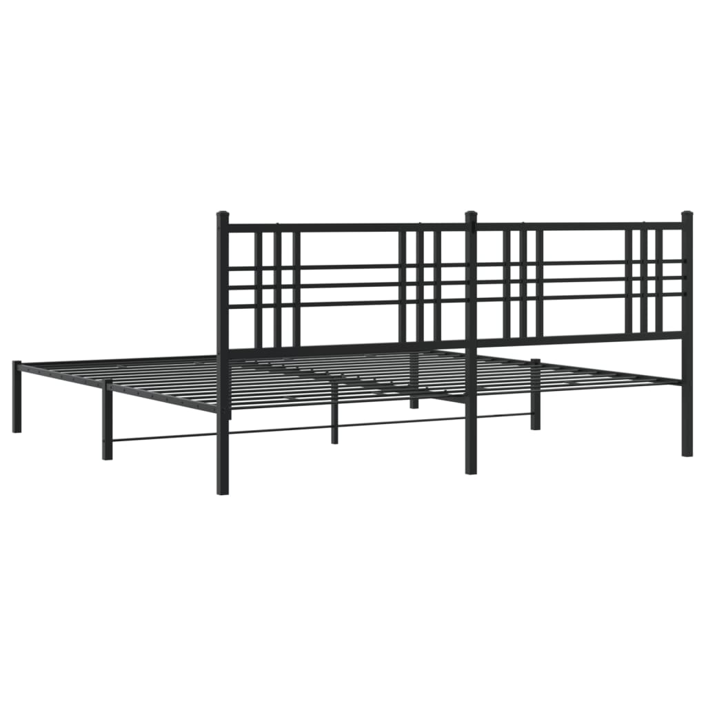 vidaXL Bettgestell mit Kopfteil Metall Schwarz 193x203 cm