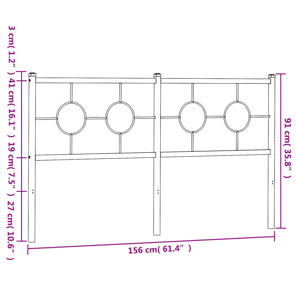 vidaXL Kopfteil Metall Schwarz 150 cm