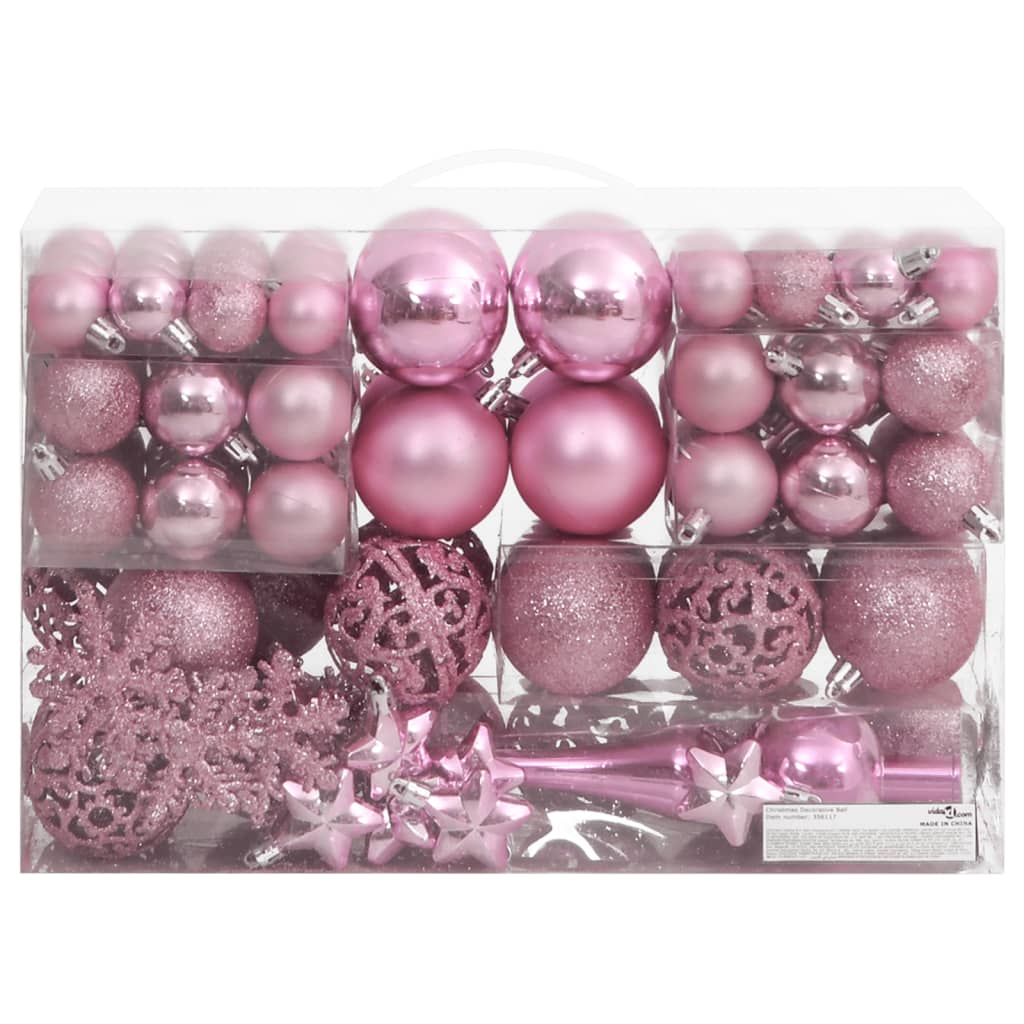 vidaXL 111-tlg. Weihnachtskugel-Set Rosa Polystyrol