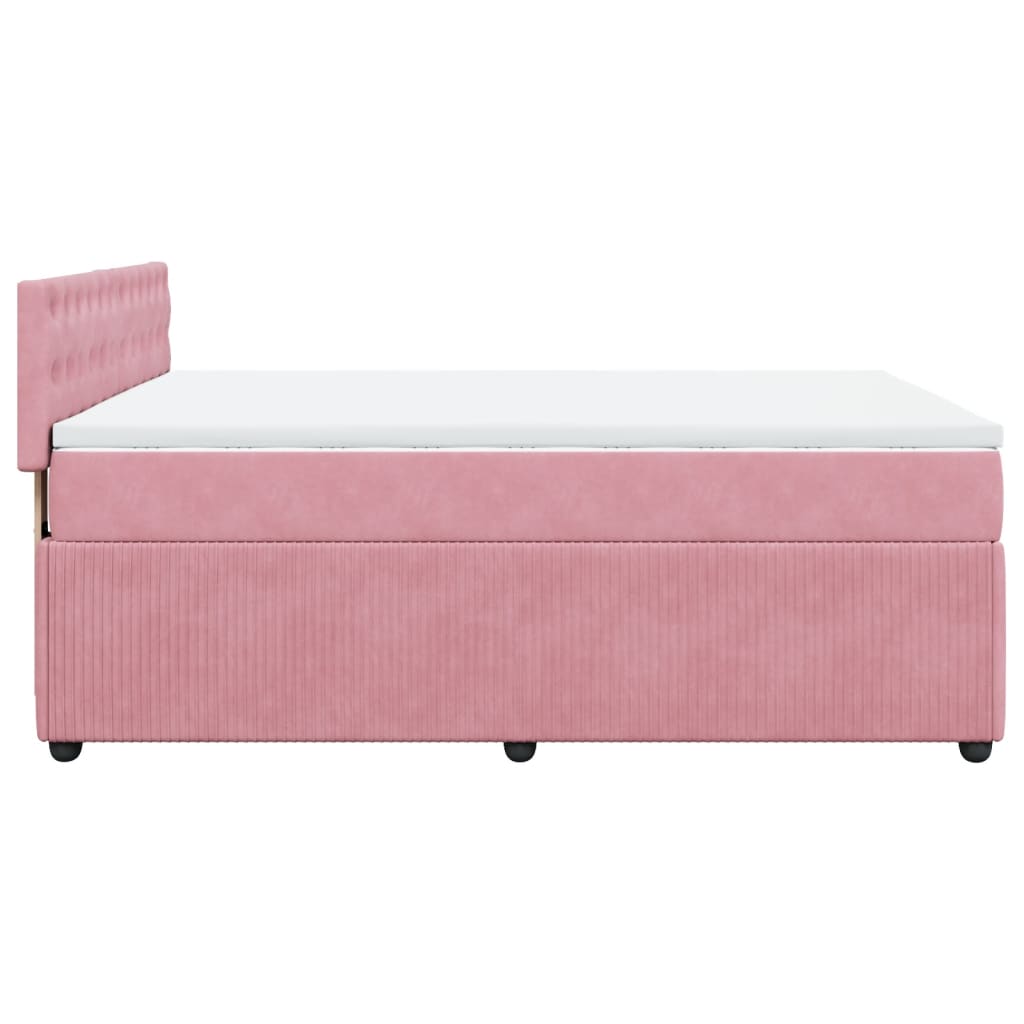 vidaXL Boxspringbett mit Matratze Rosa 140x200 cm Samt