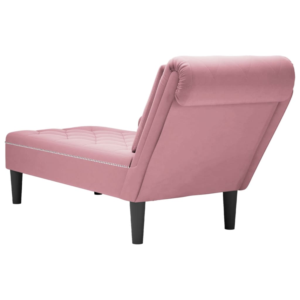 vidaXL Chaiselongue mit Kissen und Rechter Armlehne Rosa Samt