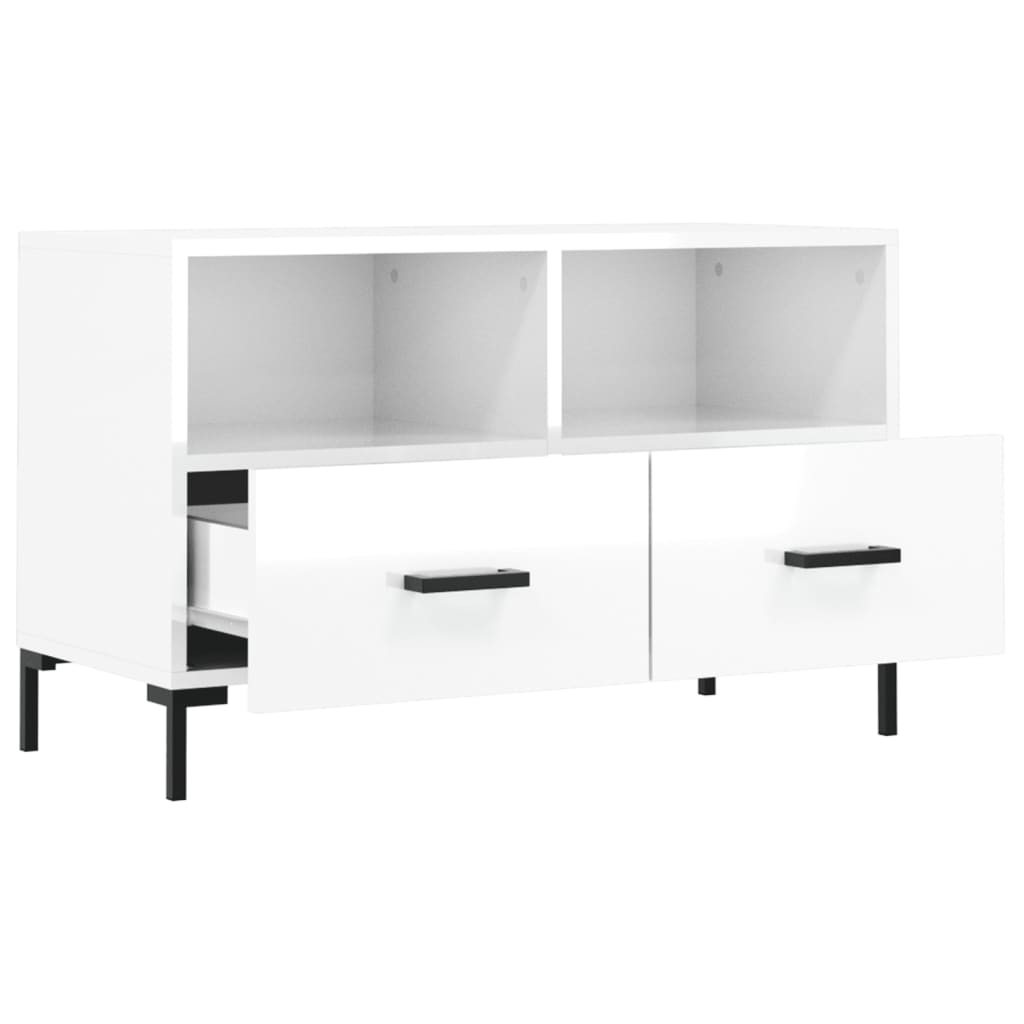 vidaXL TV-Schrank Hochglanz-Weiß 80x36x50 cm Holzwerkstoff