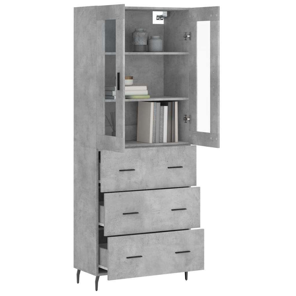 vidaXL Highboard Betongrau 69,5x34x180 cm Holzwerkstoff