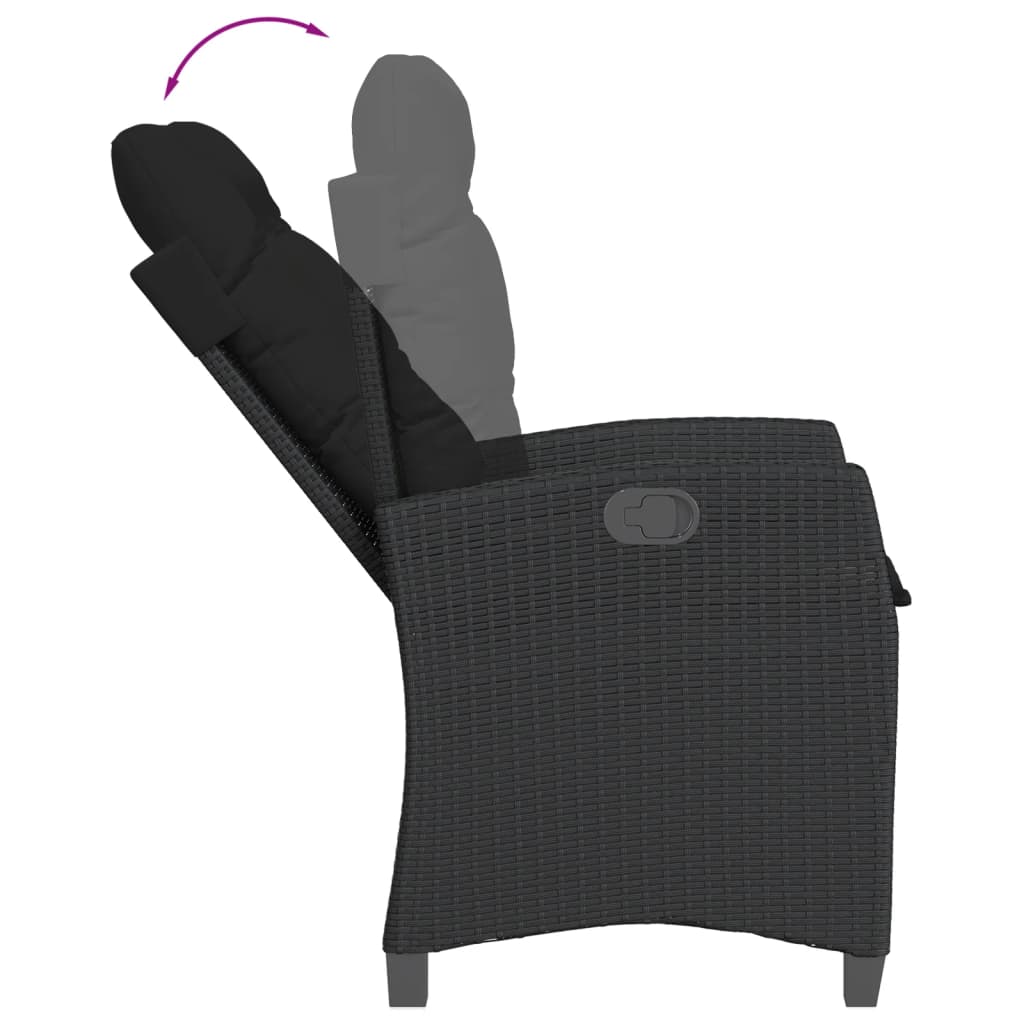 vidaXL 7-tlg. Garten-Essgruppe mit Kissen Schwarz Poly Rattan