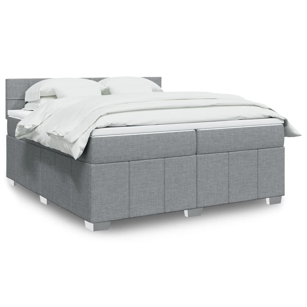 vidaXL Boxspringbett mit Matratze Hellgrau 200x200 cm Stoff