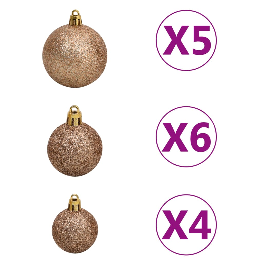 vidaXL Künstlicher Weihnachtsbaum Beleuchtung & Kugeln Gold 150 cm PET