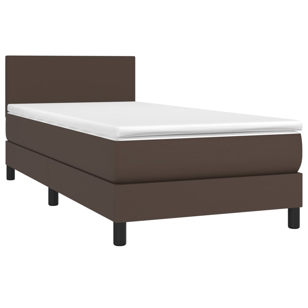 vidaXL Boxspringbett mit Matratze Braun 90x200 cm Kunstleder