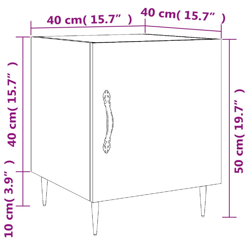 vidaXL Nachttische 2 Stk. Betongrau 40x40x50 cm Holzwerkstoff