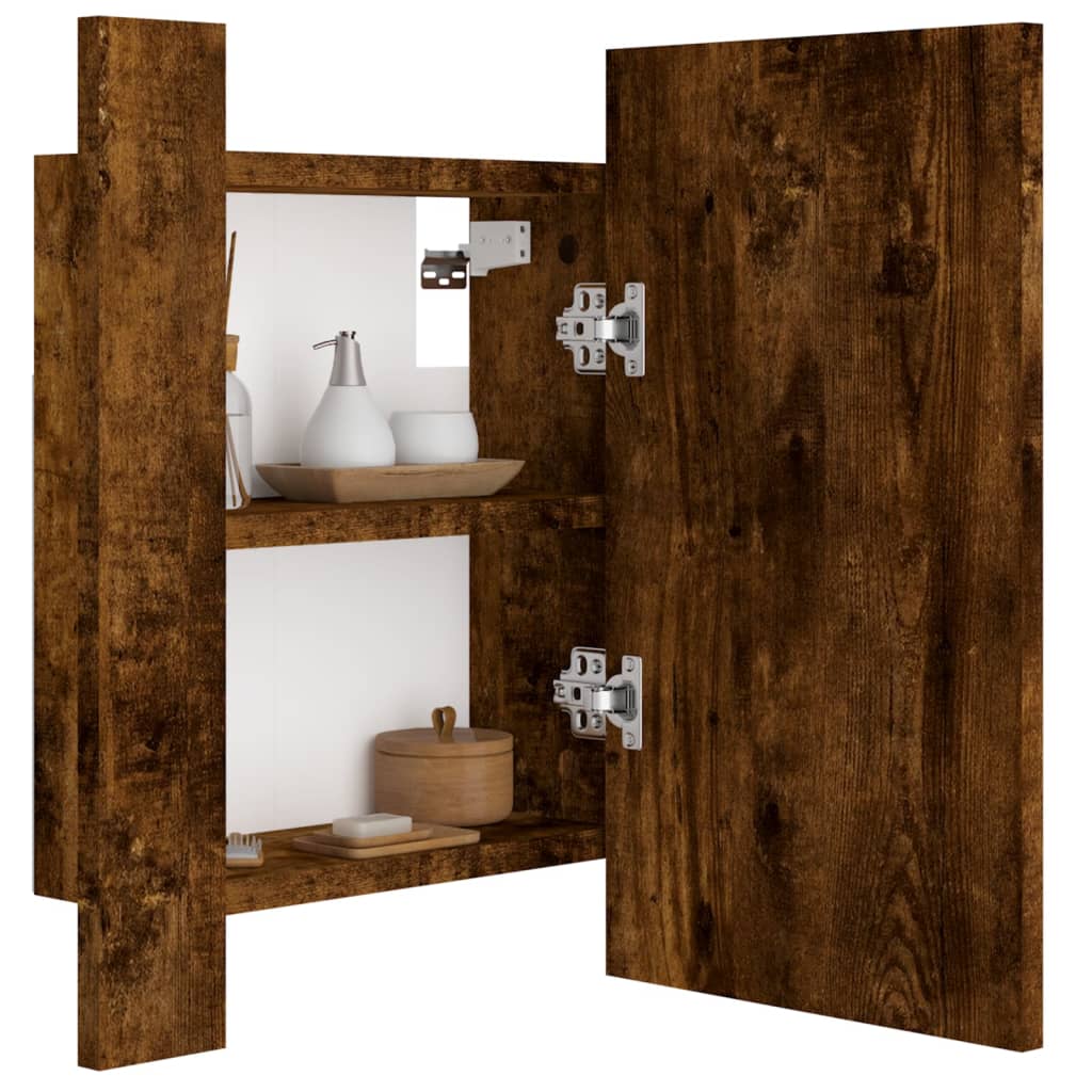 vidaXL LED-Spiegelschrank Räuchereiche 40x12x45 cm Holzwerkstoff