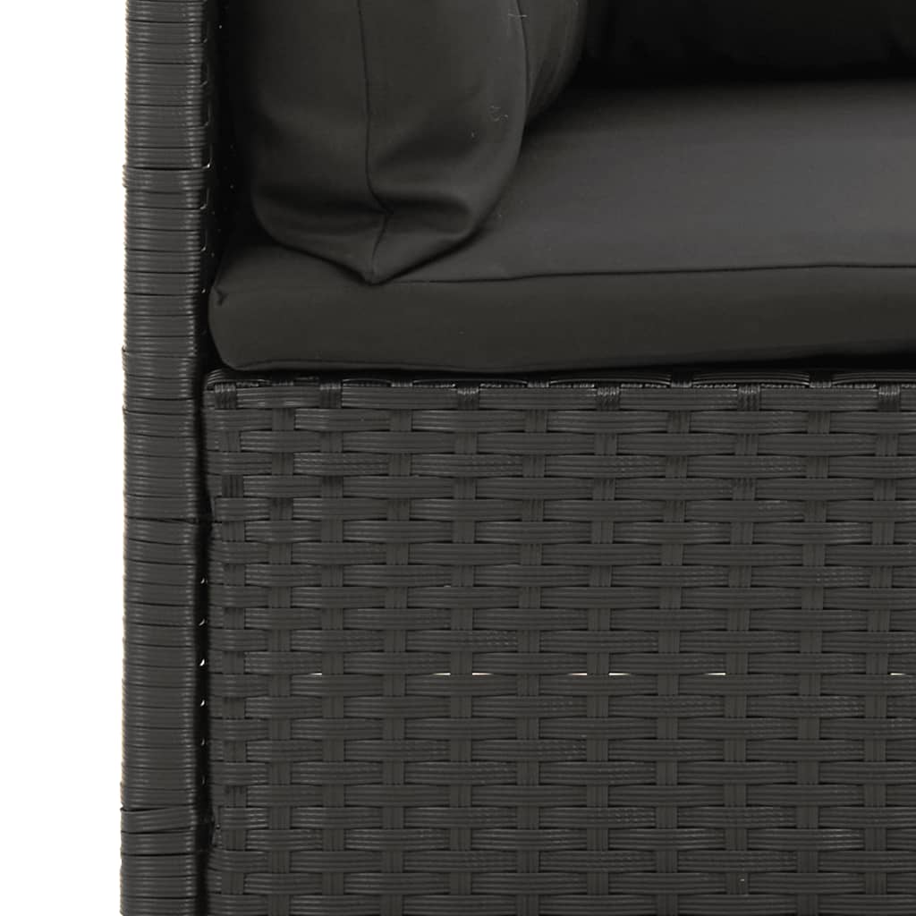 vidaXL 4-tlg. Garten-Lounge-Set mit Kissen Schwarz Poly Rattan