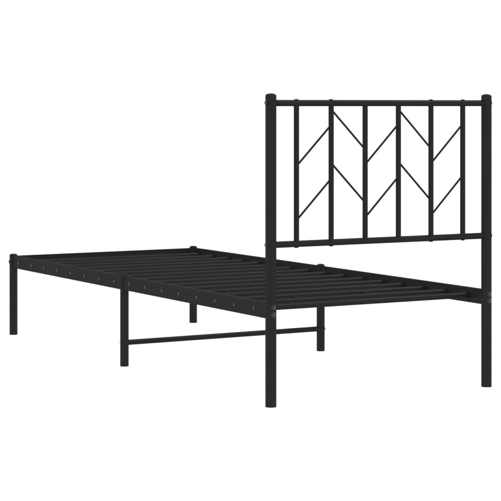 vidaXL Bettgestell mit Kopfteil Metall Schwarz 75x190 cm