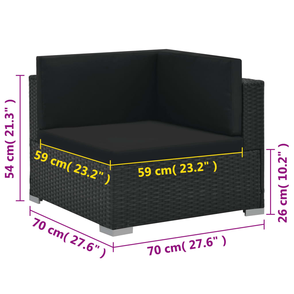 vidaXL 6-tlg. Garten-Lounge-Set mit Kissen Poly Rattan Schwarz